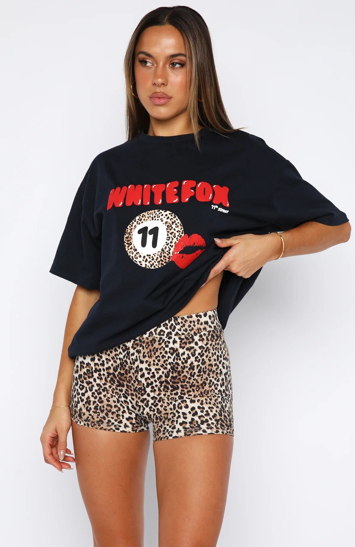 11th Street She's So Lucky Bike Shorts Leopard Splice - Image 2