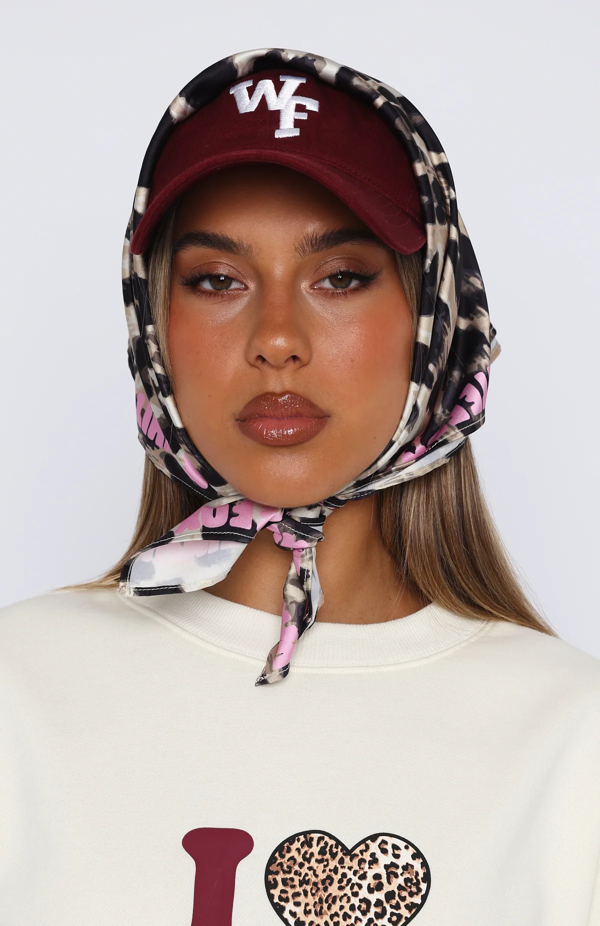11th Street She's So Lucky Head Scarf Leopard Splice - Image 3