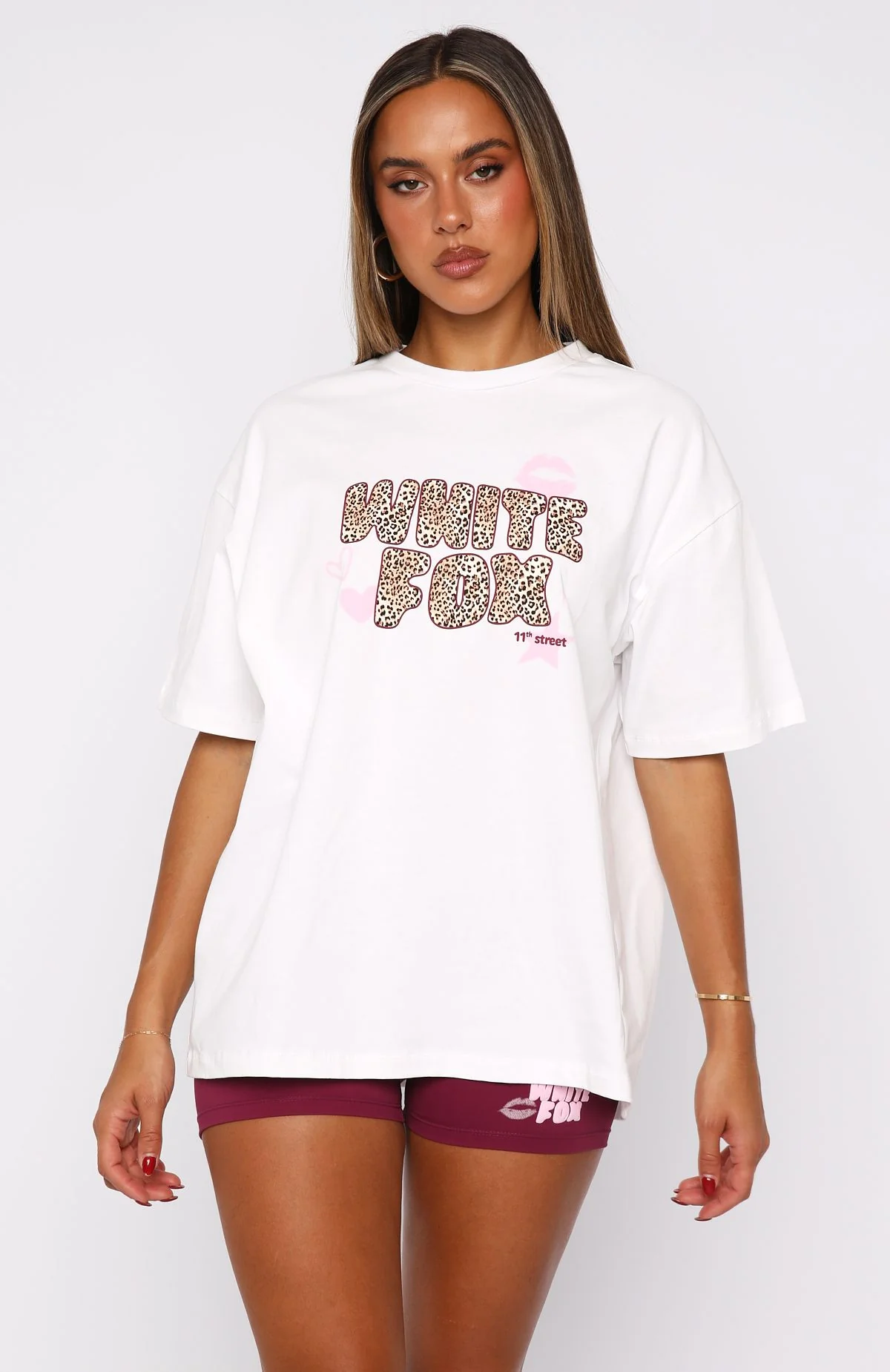 11th Street She's So Lucky Oversized Tee Leopard Splice - Image 2