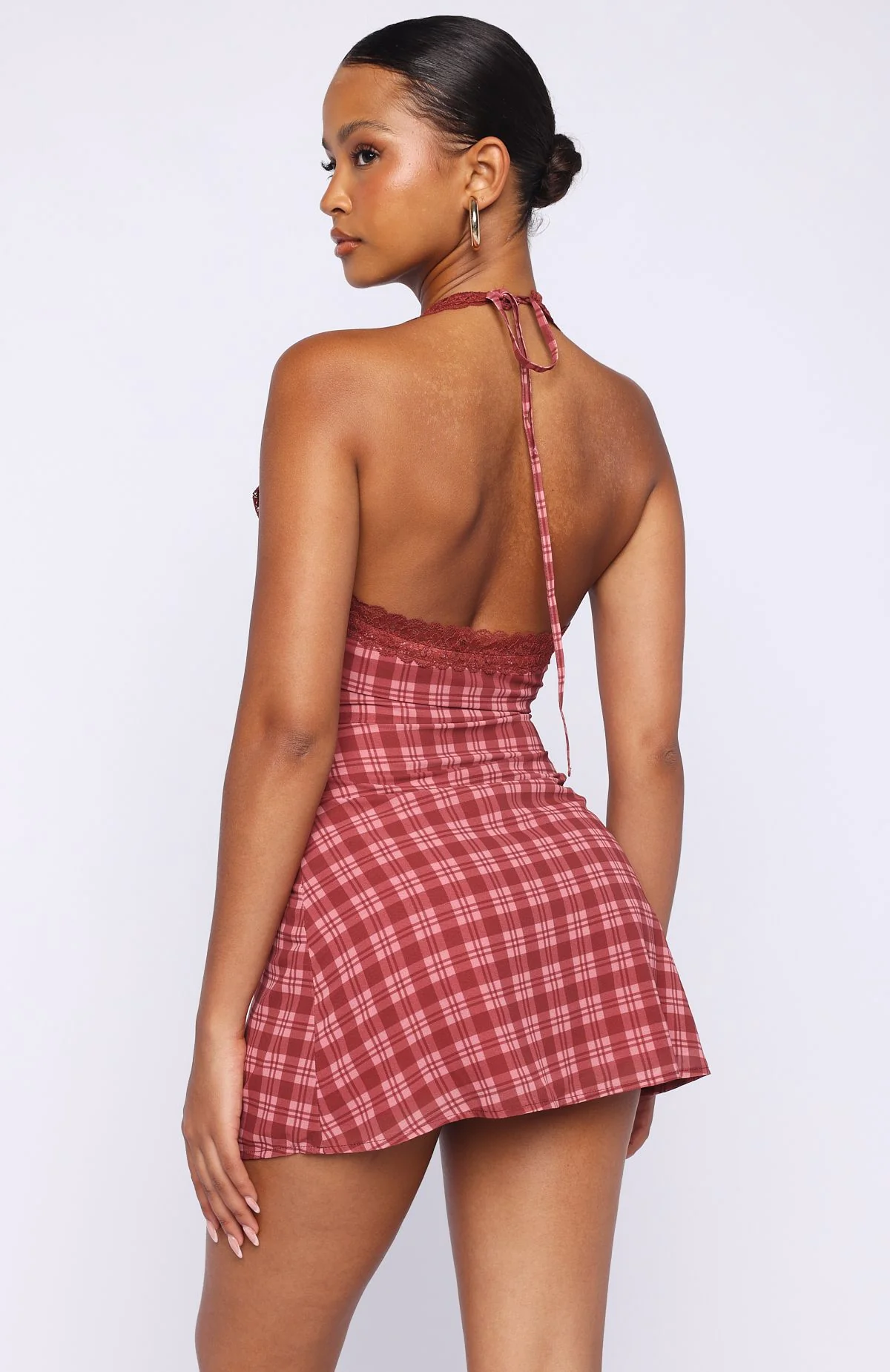 A Girl's Girl Mini Dress Berry Plaid - Image 5