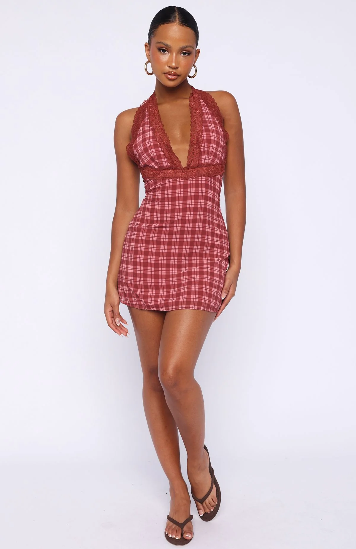 A Girl's Girl Mini Dress Berry Plaid - Image 6