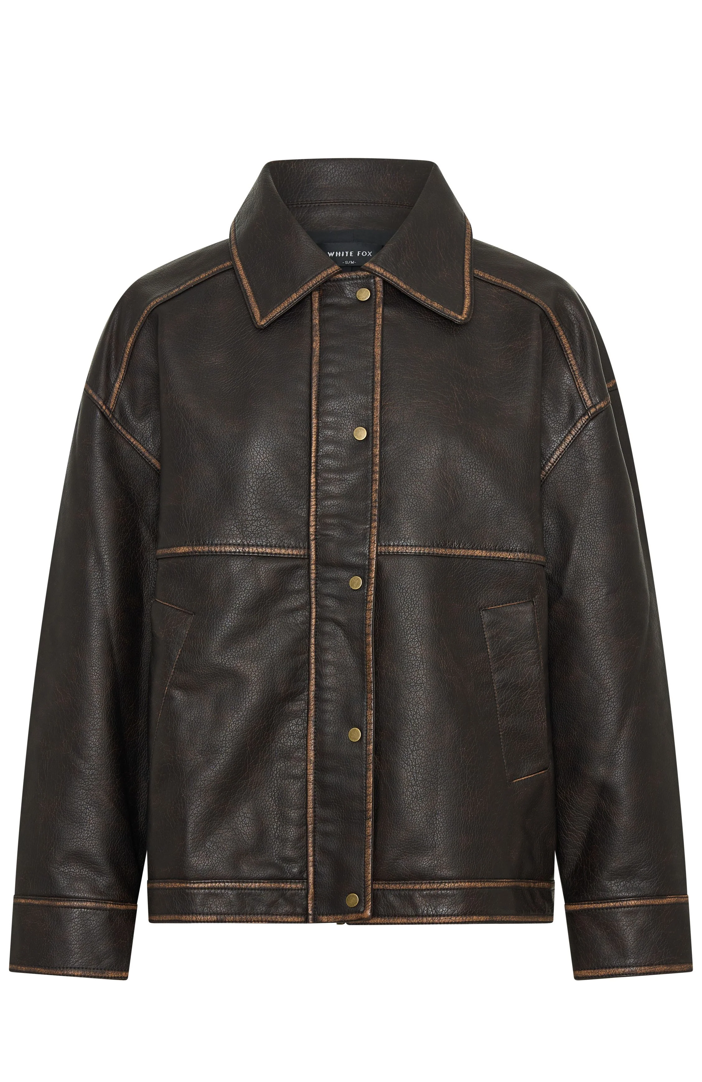A London Girl PU Jacket Washed Chocolate - Image 6
