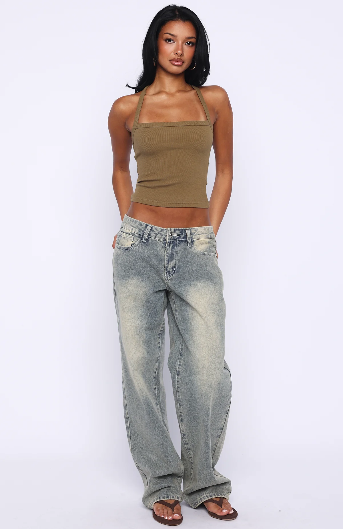 A Minute Later Ribbed Top Olive - Image 5
