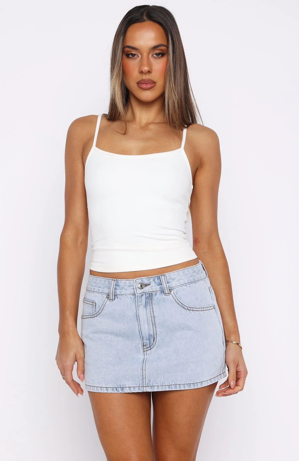 About A Girl Denim Mini Skirt Mid Blue - Image 2