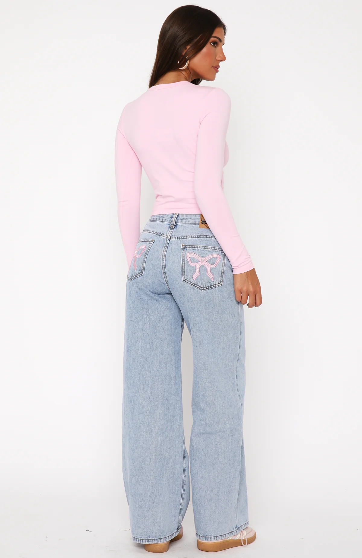 About A Girl Mid Rise Wide Leg Jeans Mid Blue - Image 5