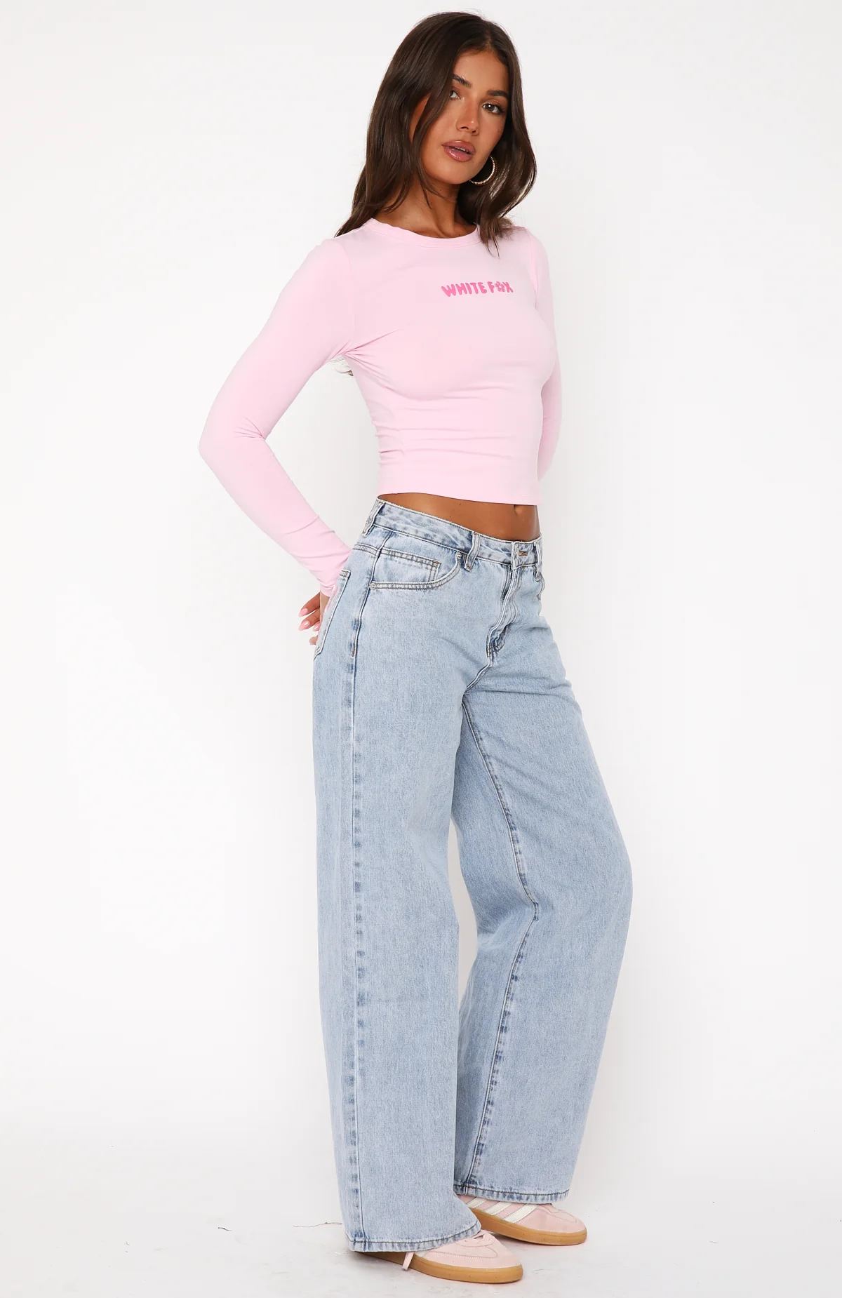 About A Girl Mid Rise Wide Leg Jeans Mid Blue - Image 6