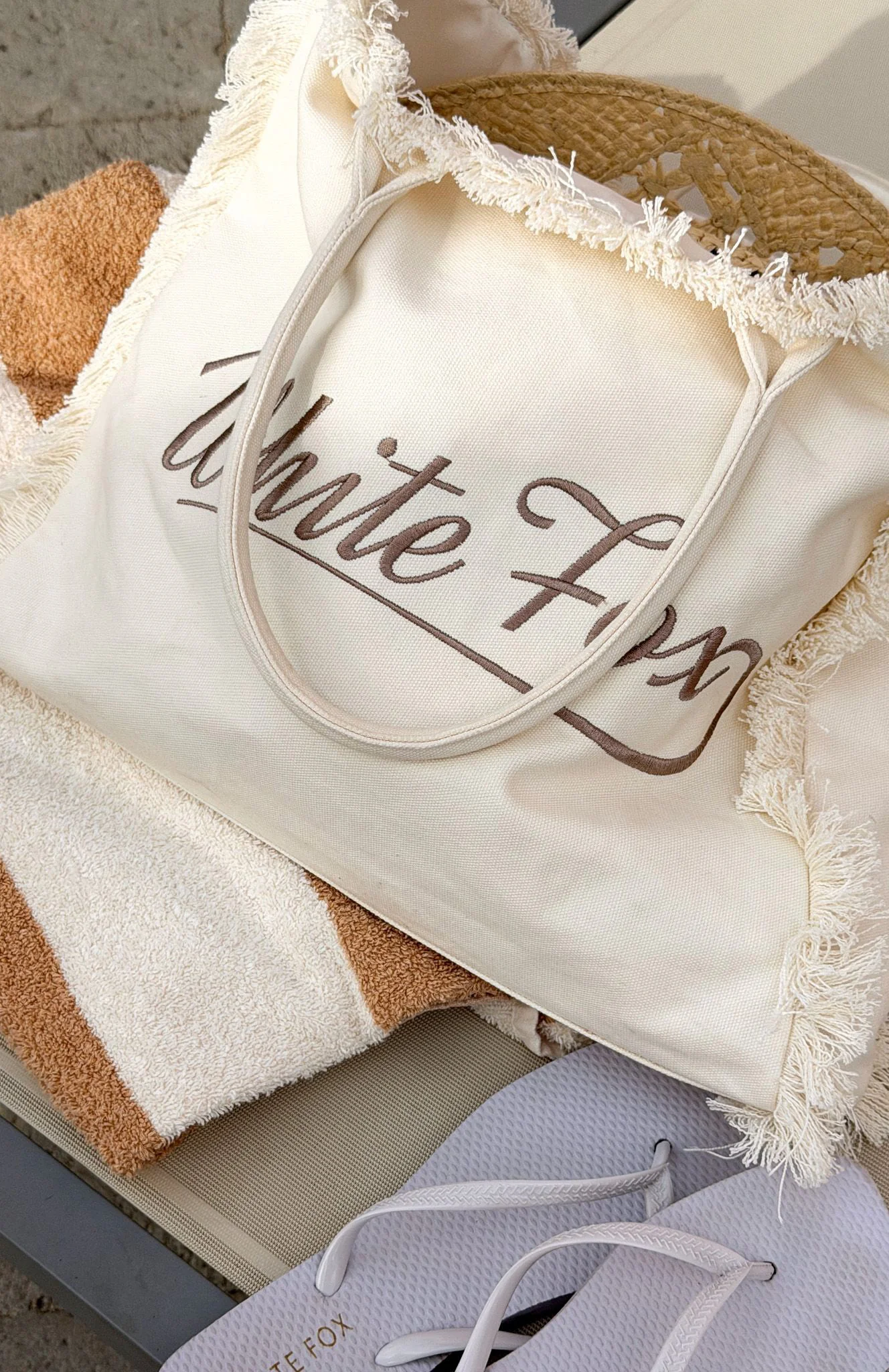 Addyson Beach Tote Bag Cream - Image 4