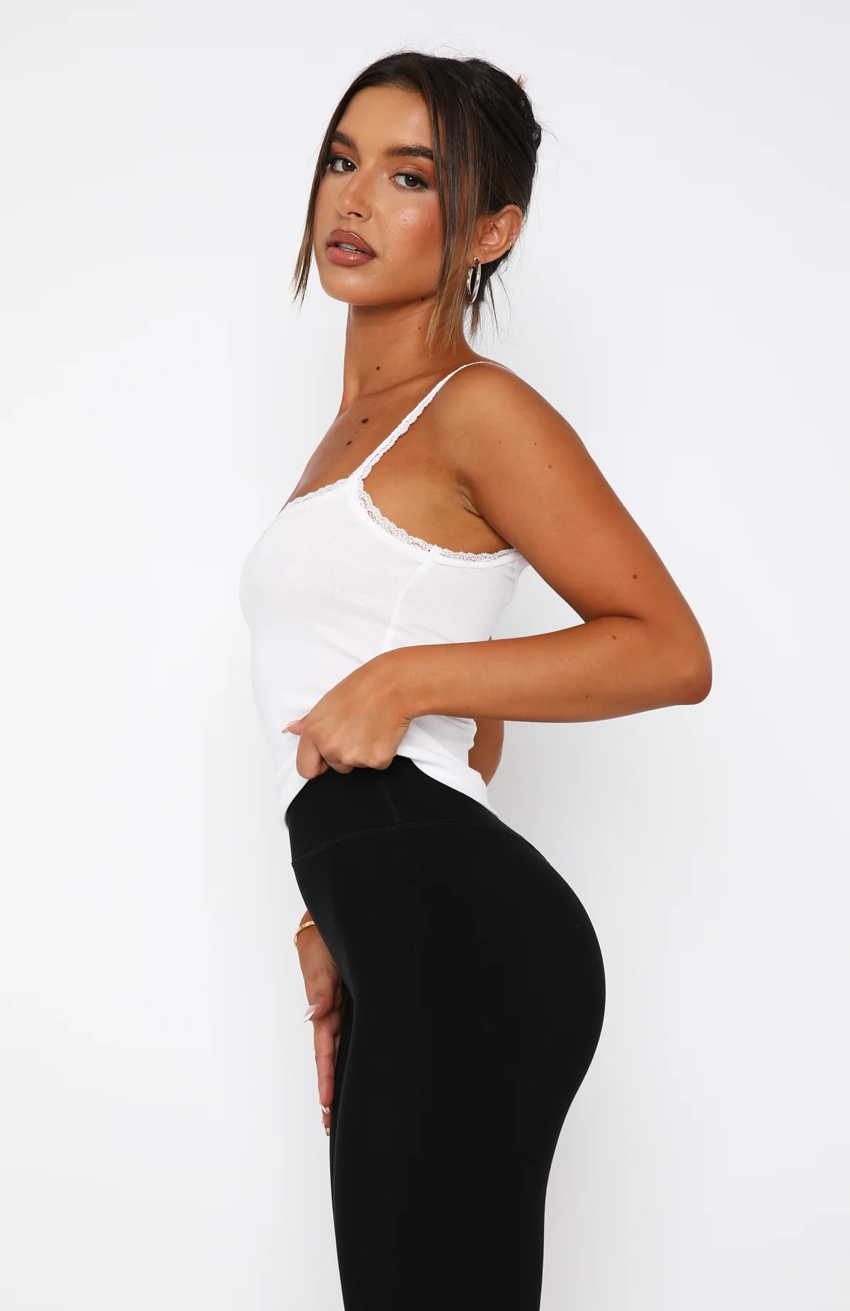 After Midnight Lace Trim Cami White - Image 3