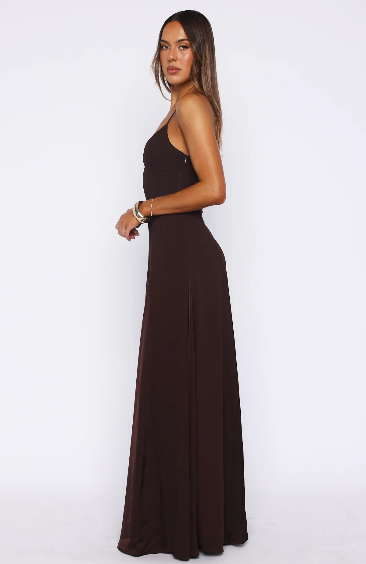 Afterparty Elegance Maxi Dress Chocolate - Image 3
