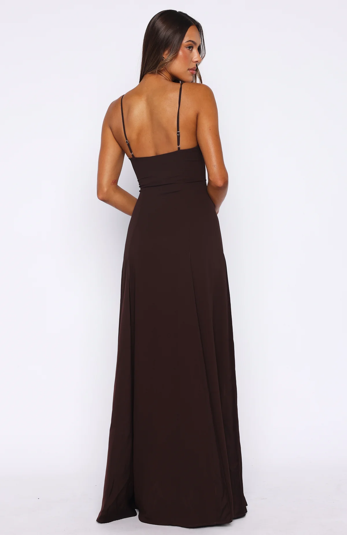 Afterparty Elegance Maxi Dress Chocolate - Image 4
