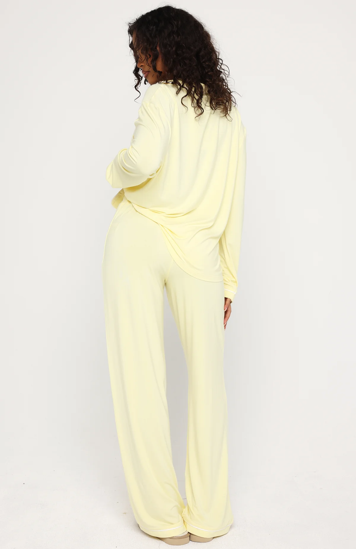 Airplane Mode Modal Wide Leg Pyjama Pants Lemon - Image 4