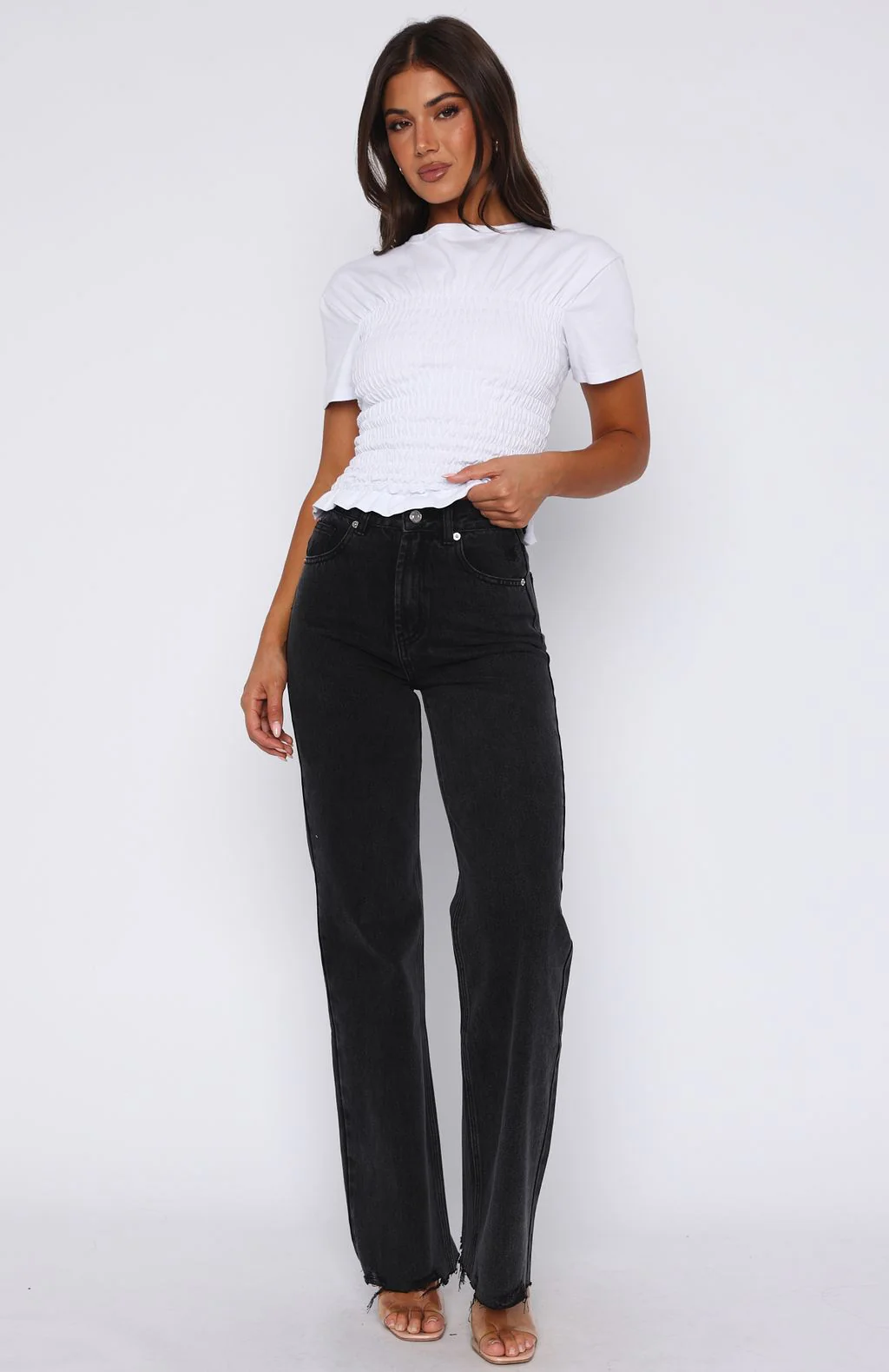 Alana High Waisted Straight Leg Jeans Black Acid - Image 2
