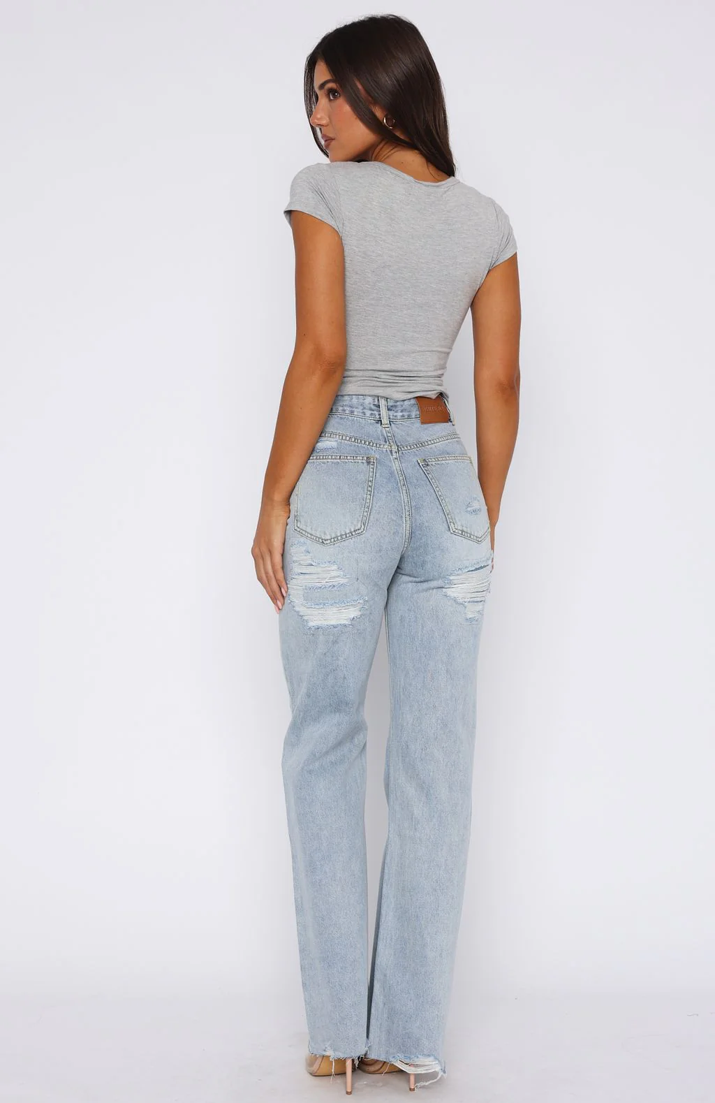 Alana High Waisted Straight Leg Jeans Light Blue - Image 4