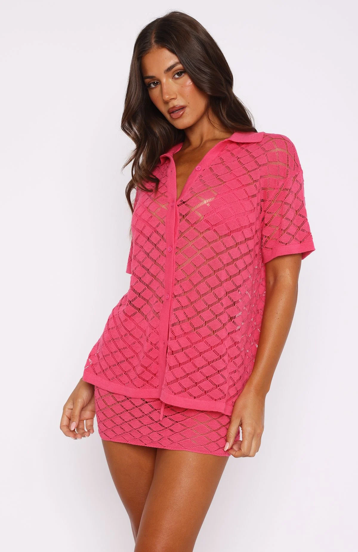 All For Me Knit Shirt Candy Pink - Image 3