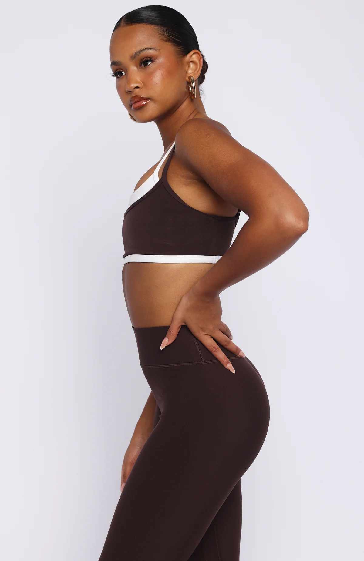 All The Glory Sports Bra Dark Chocolate/White - Image 3