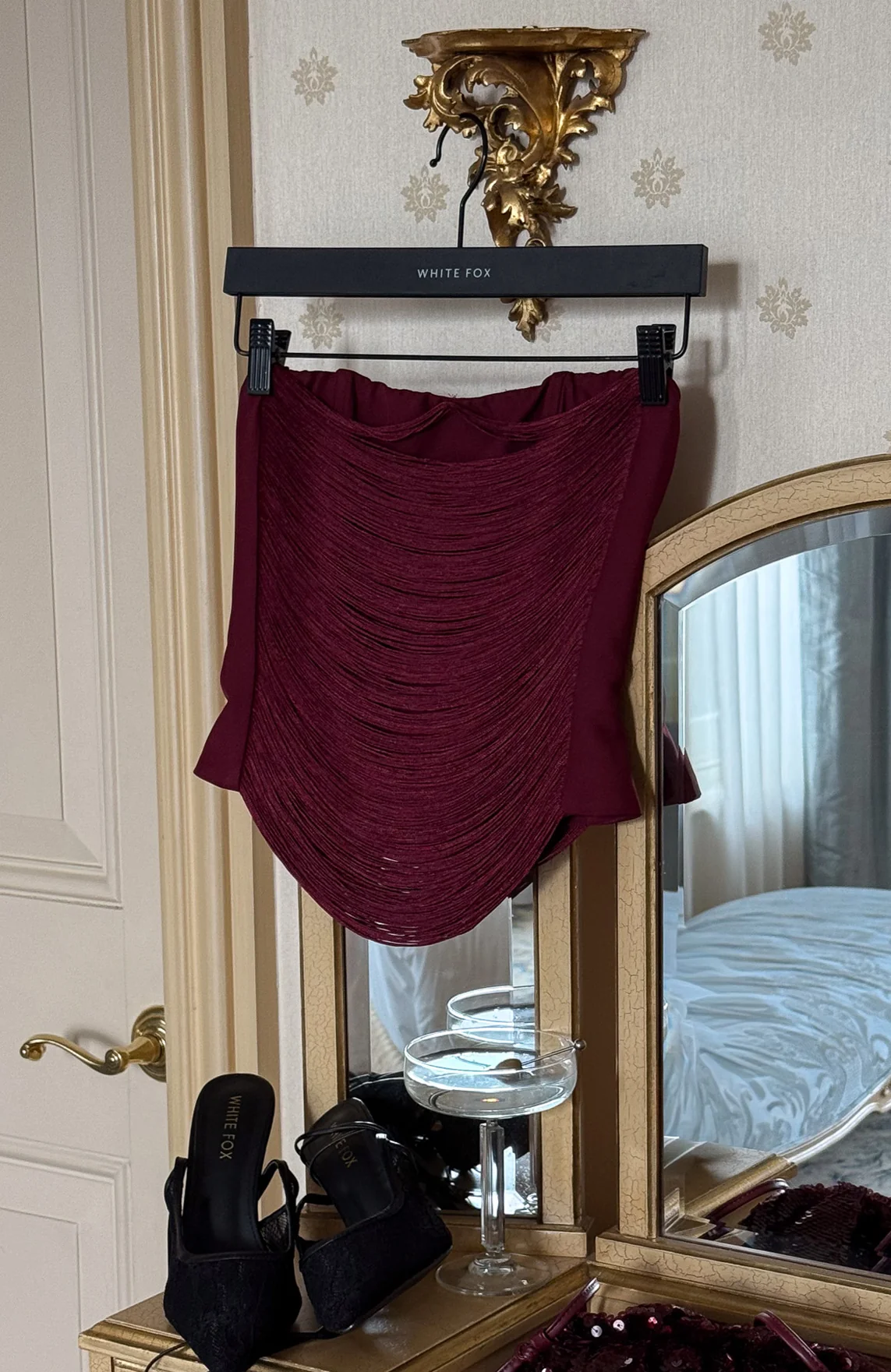 All Too Well Fringe Bustier Burgundy - Image 8