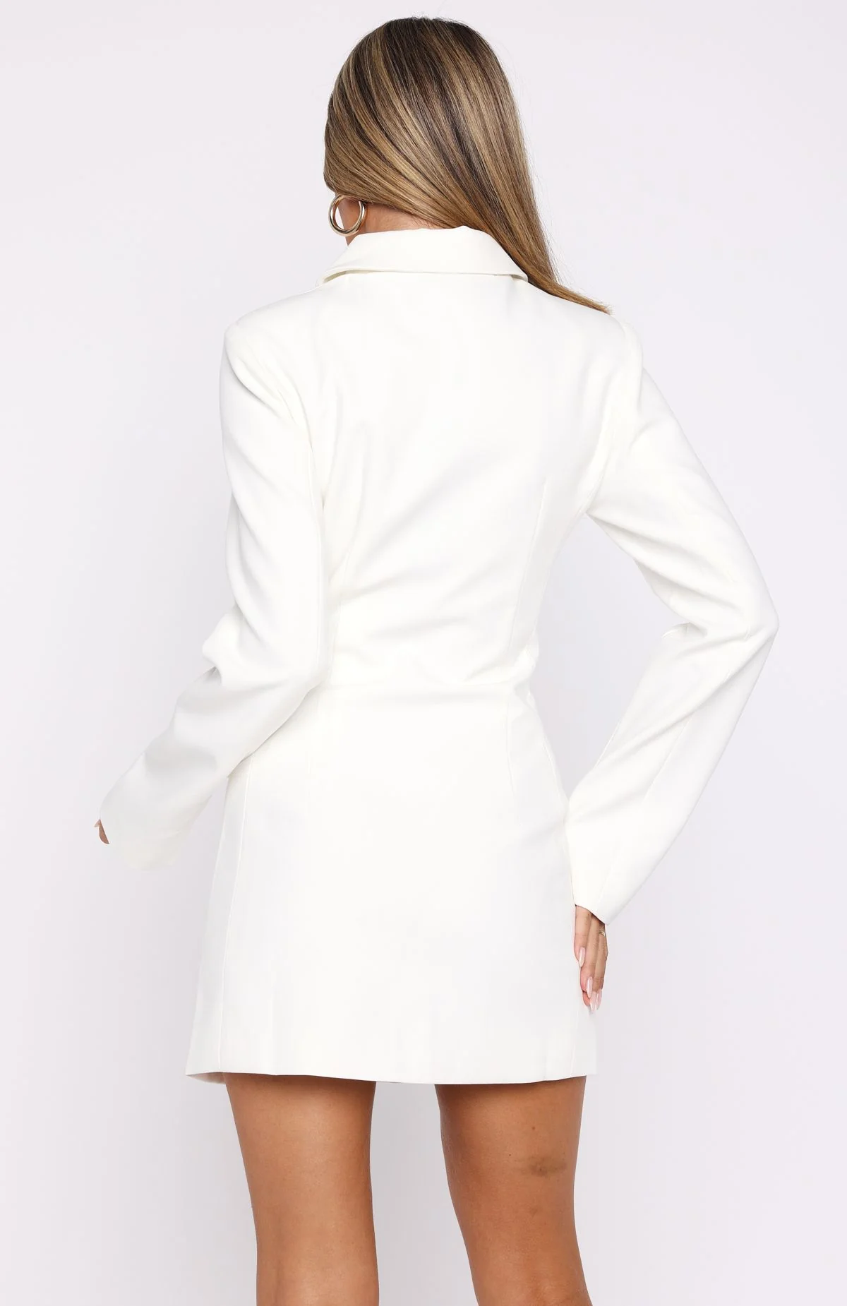 Alpha Femme Long Sleeve Mini Dress White - Image 4