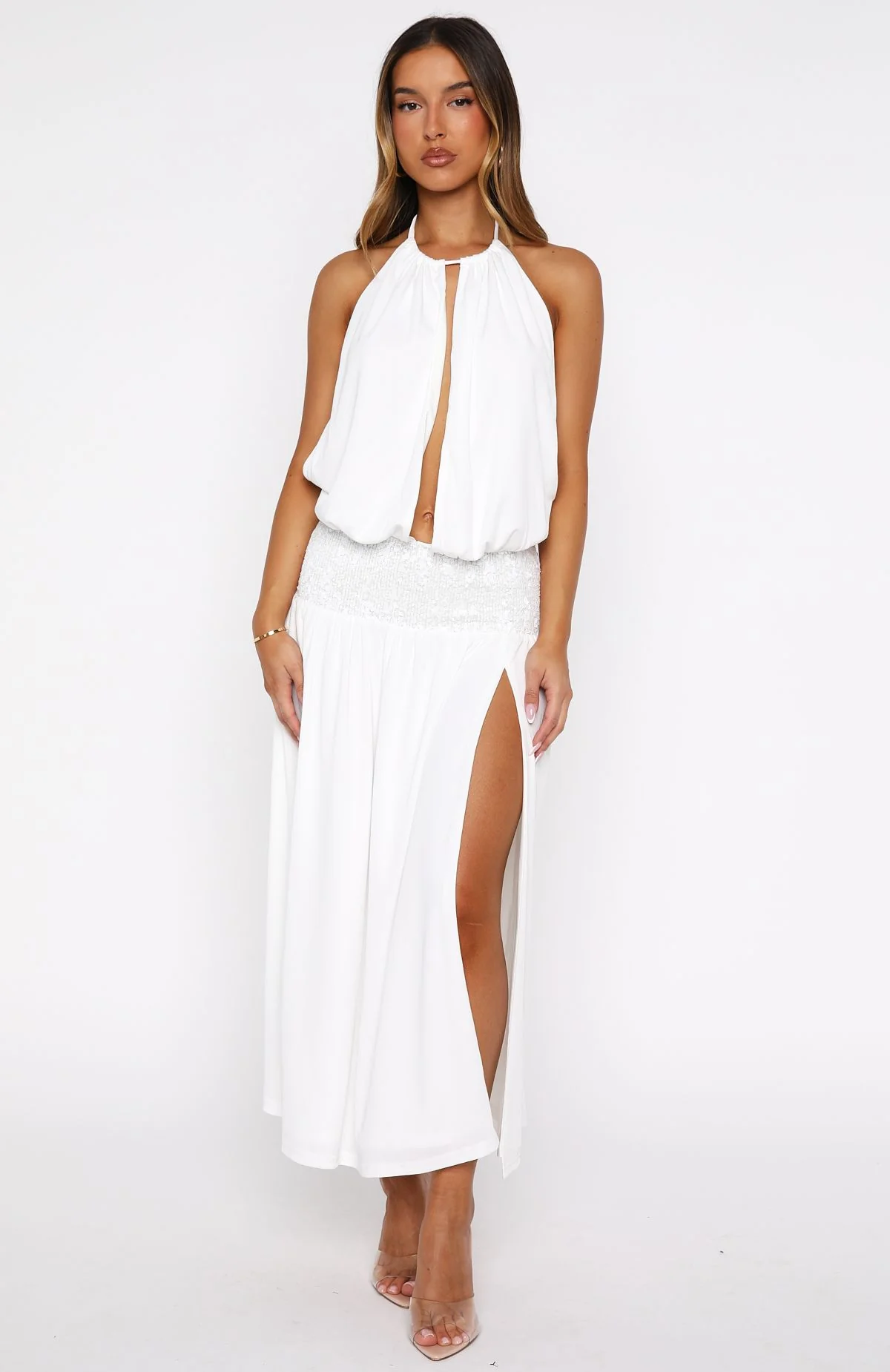 Always Evolving Halter Midi Dress White - Image 3