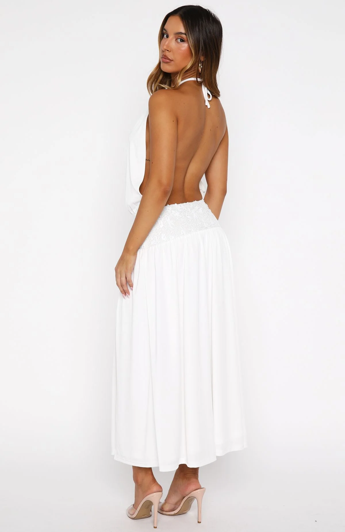 Always Evolving Halter Midi Dress White - Image 5