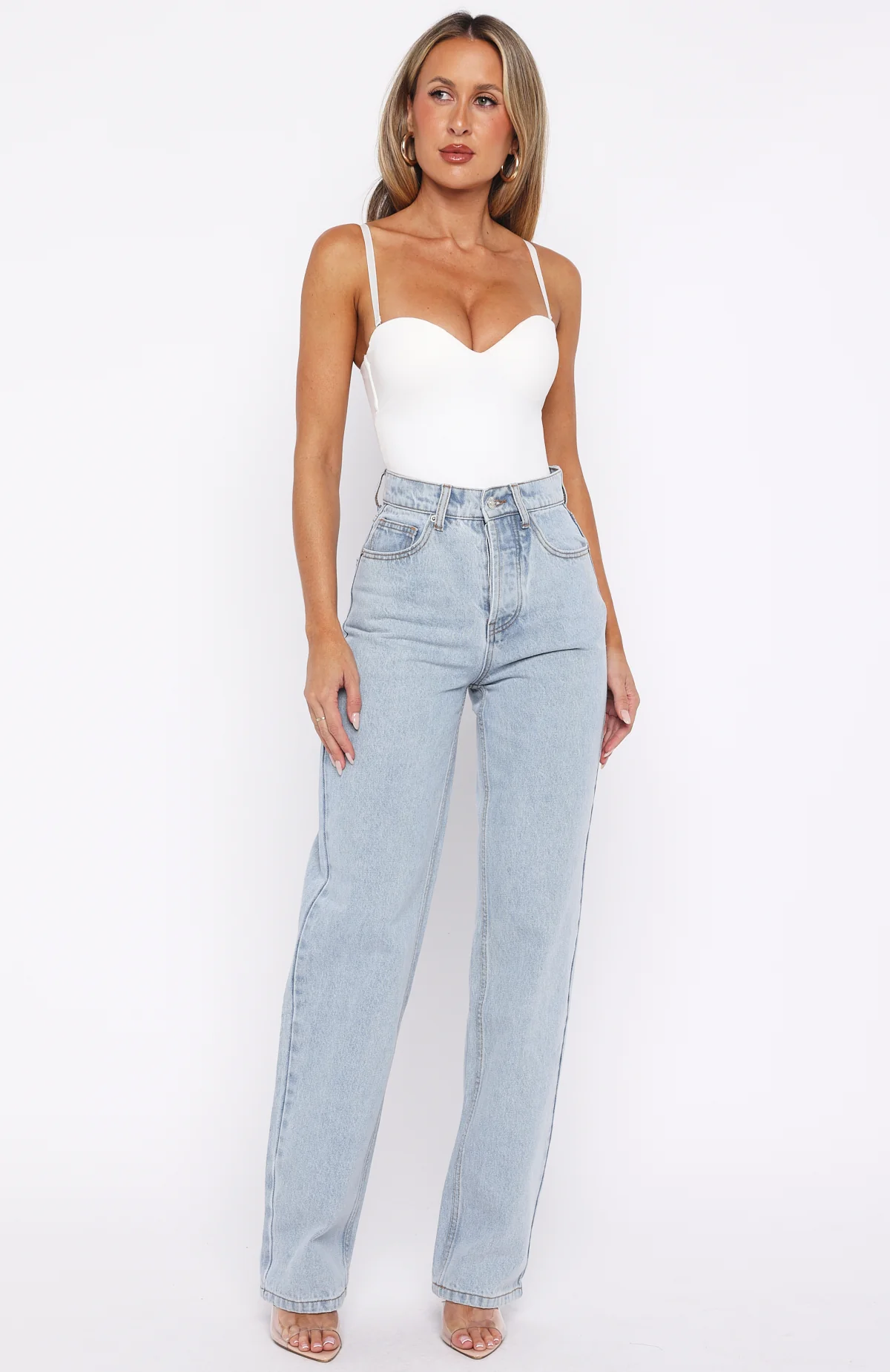Always With Me High Rise Straight Leg Jeans Mid Blue - Image 2