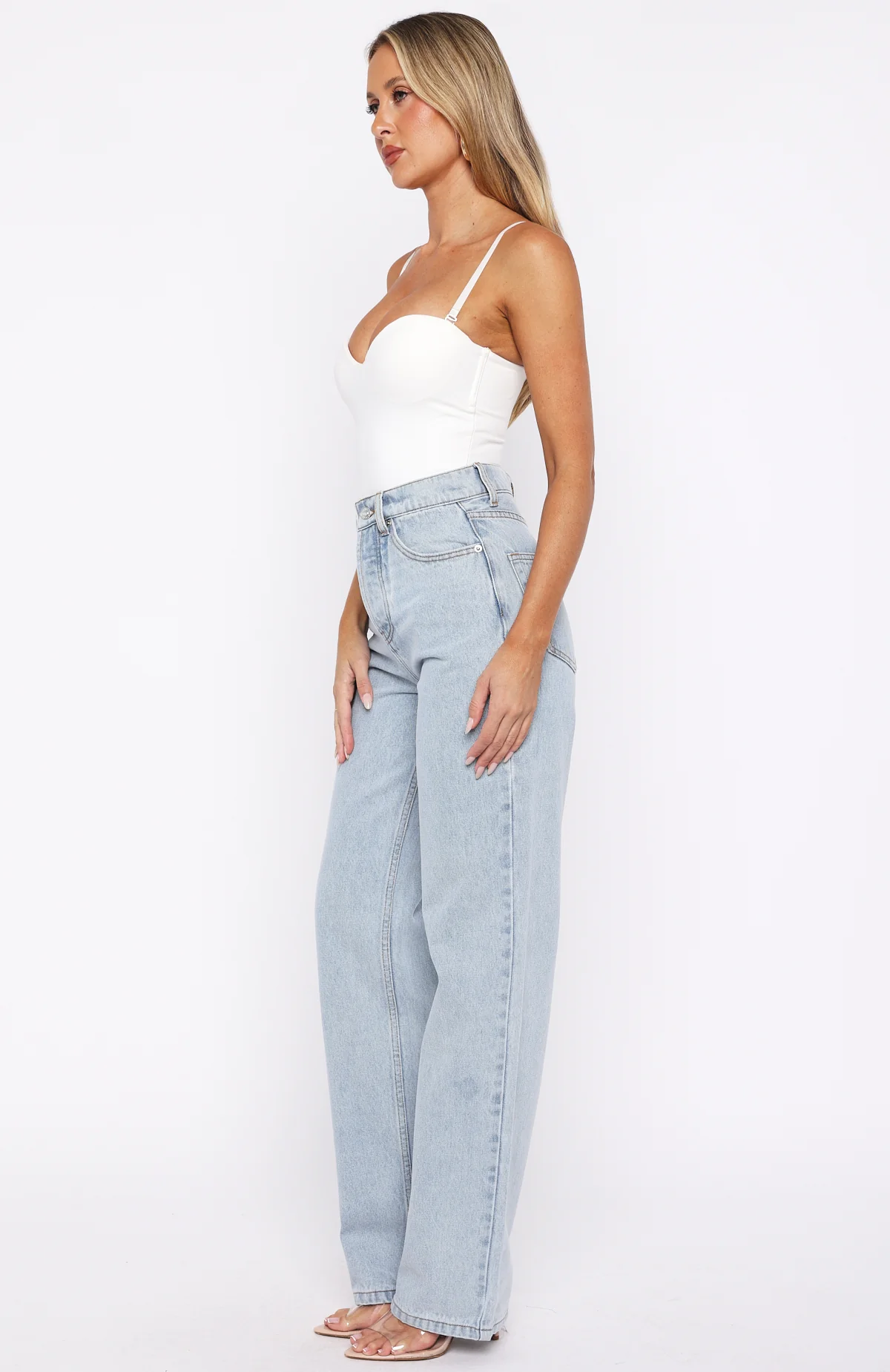 Always With Me High Rise Straight Leg Jeans Mid Blue - Image 3