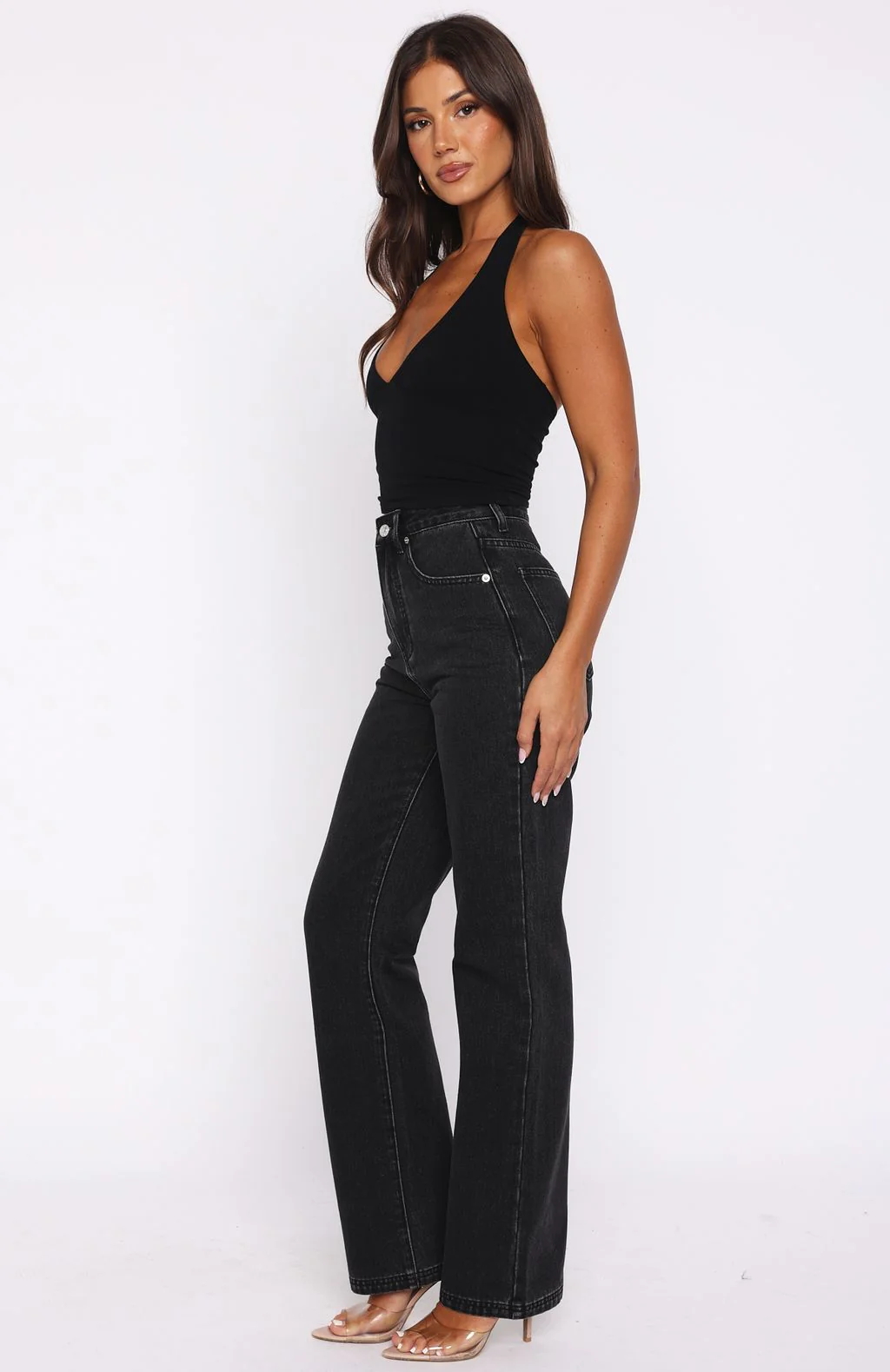 Alyssa High Rise Straight Leg Jeans Black Acid - Image 3