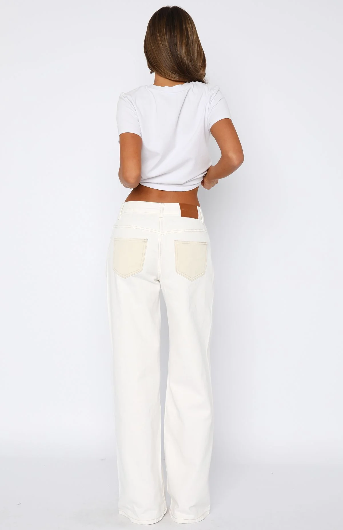 Amira Mid Rise Wide Leg Jeans White/Cream - Image 4