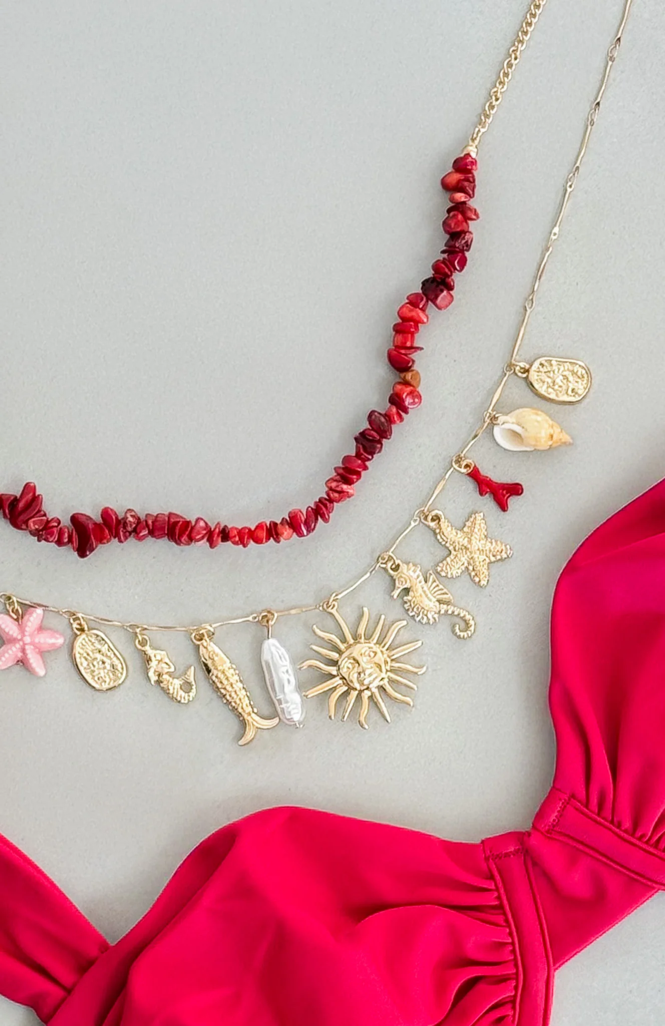 Anakin Necklace Set Gold/Red - Image 2