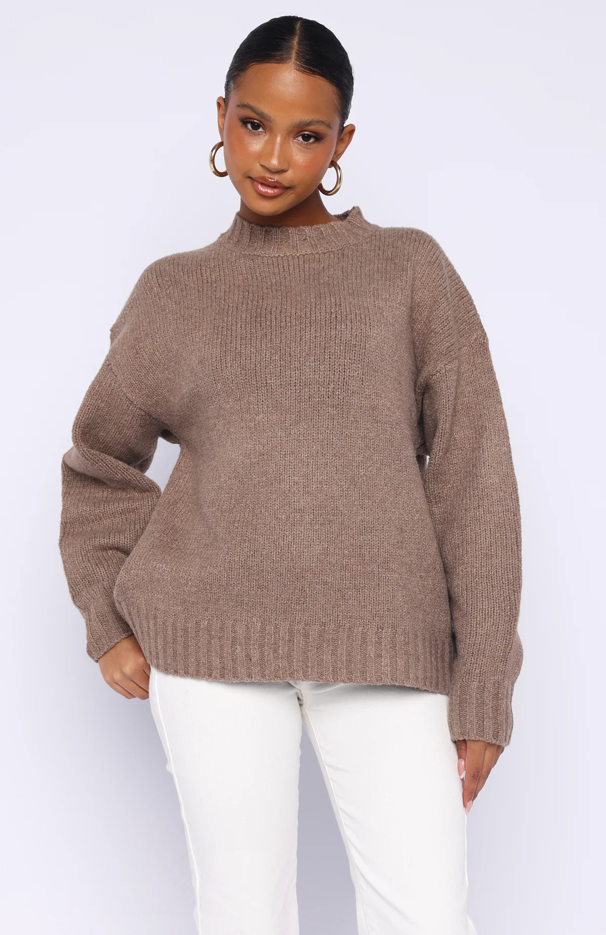 Apres Ski With Me Knit Sweater Taupe - Image 2