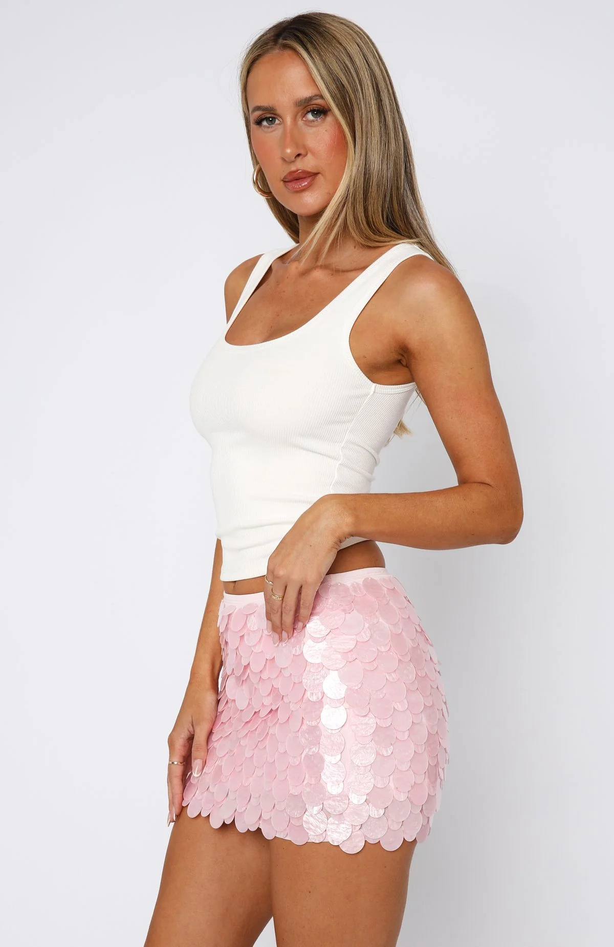 Ariel Mini Skirt Pink Shell - Image 3