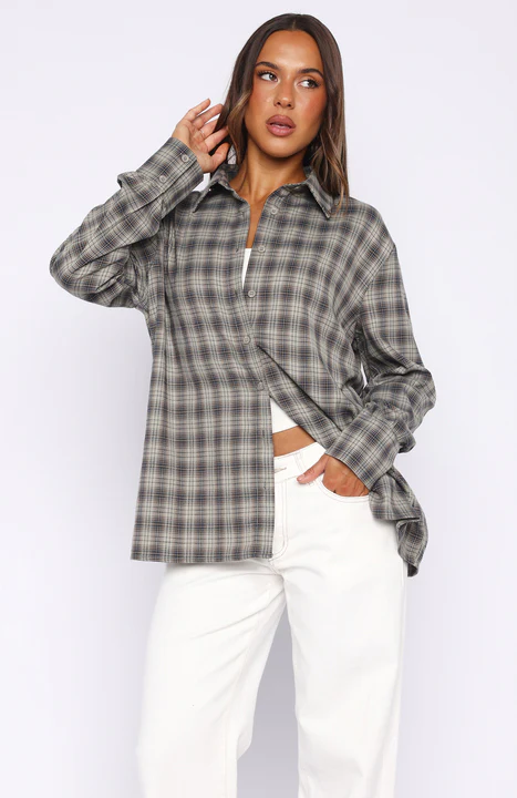 At First Light Button Up Shirt Blue/Grey Check - Image 3