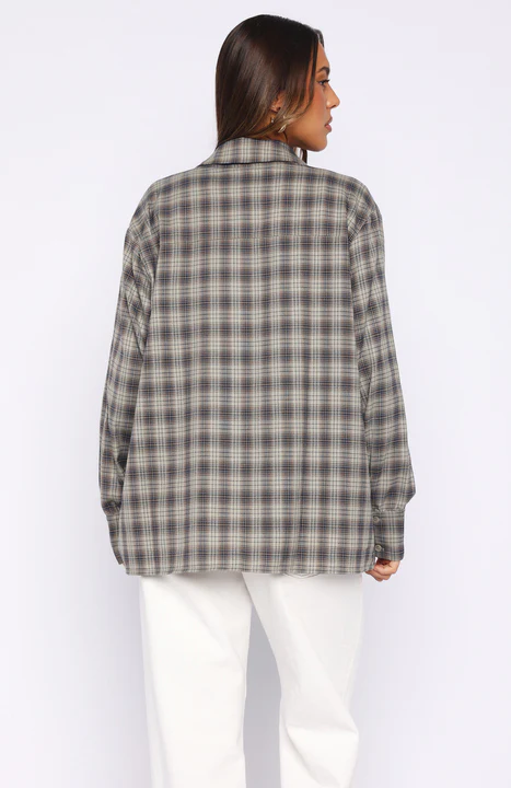 At First Light Button Up Shirt Blue/Grey Check - Image 5
