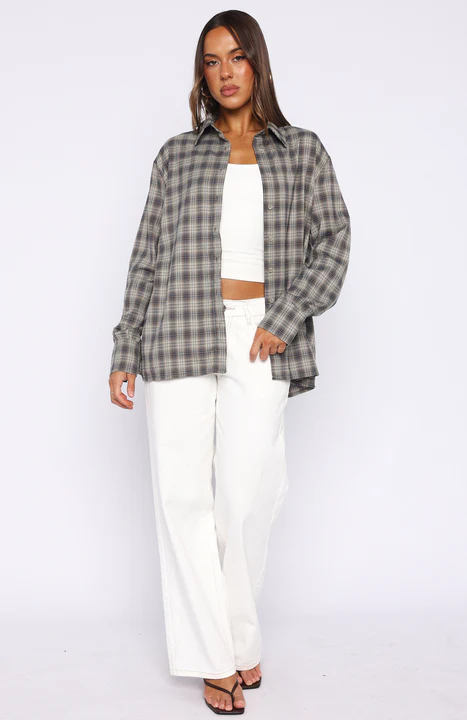 At First Light Button Up Shirt Blue/Grey Check - Image 6
