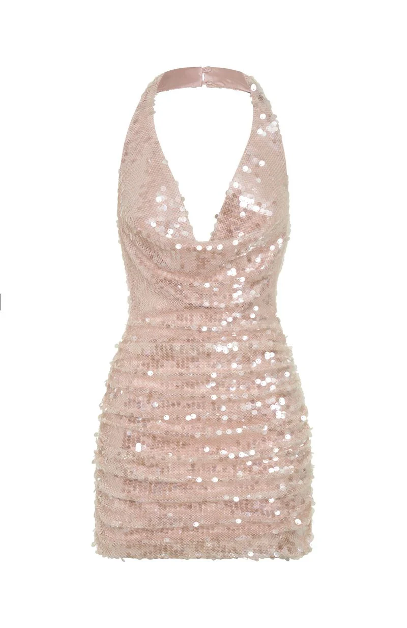 At The Function Halter Mini Dress Pink - Image 7