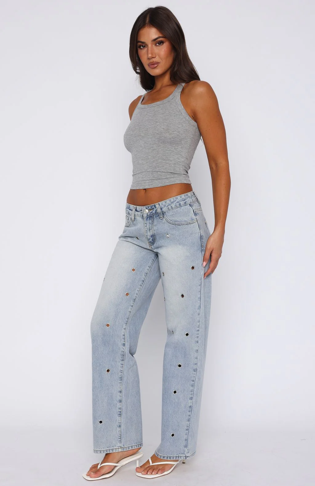 Athina Low Rise Wide Leg Jeans Light Blue - Image 3