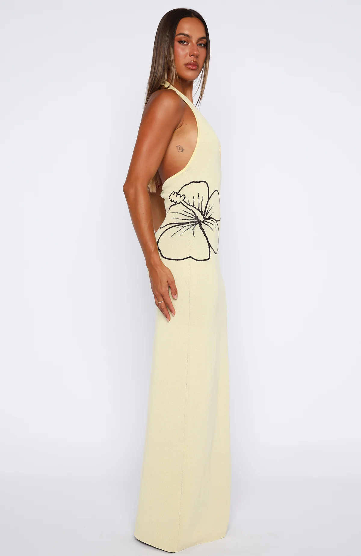 Baddie Era Knit Maxi Dress Lemon - Image 3