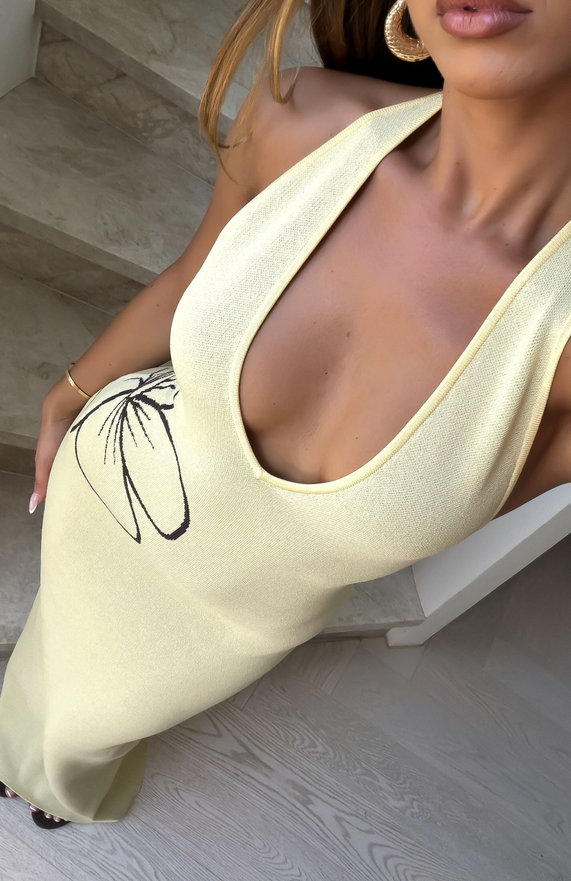 Baddie Era Knit Maxi Dress Lemon - Image 5