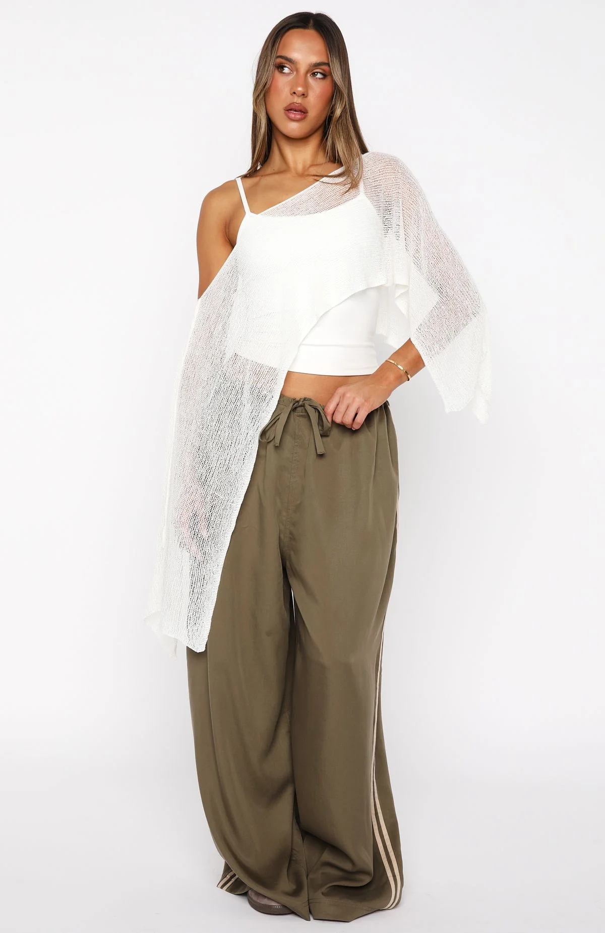 Beach Therapy Knit Poncho Top Cream - Image 5