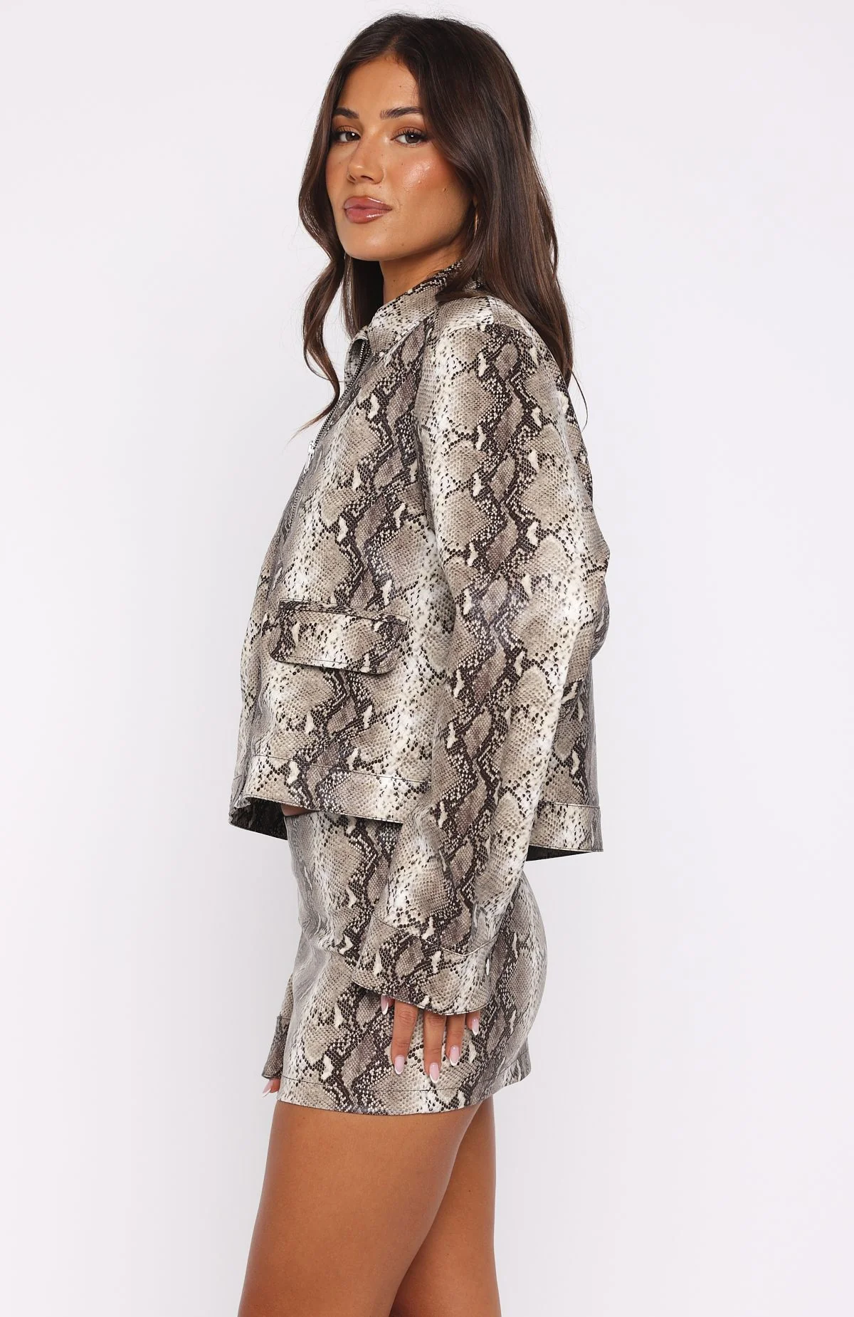 Beautiful Escape PU Jacket Tan Snake - Image 4