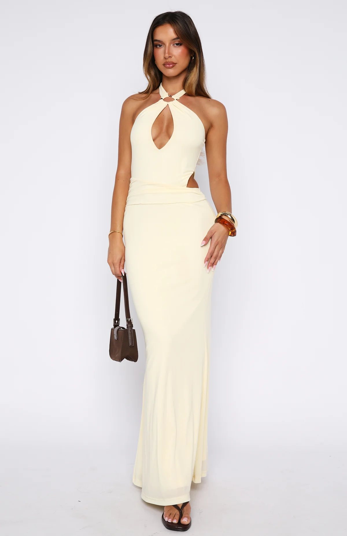 Beautiful Inside Out Halter Maxi Dress Lemon - Image 3