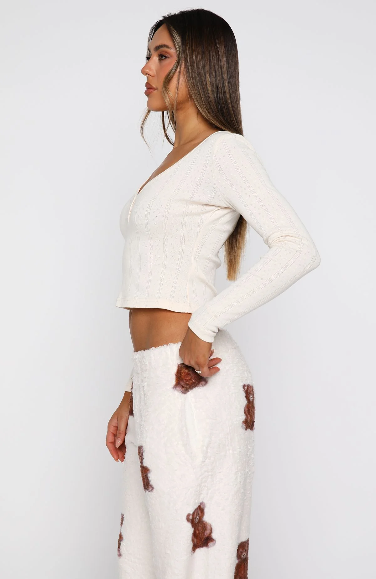 Bedtime Glow Long Sleeve Pyjama Top Cream - Image 3