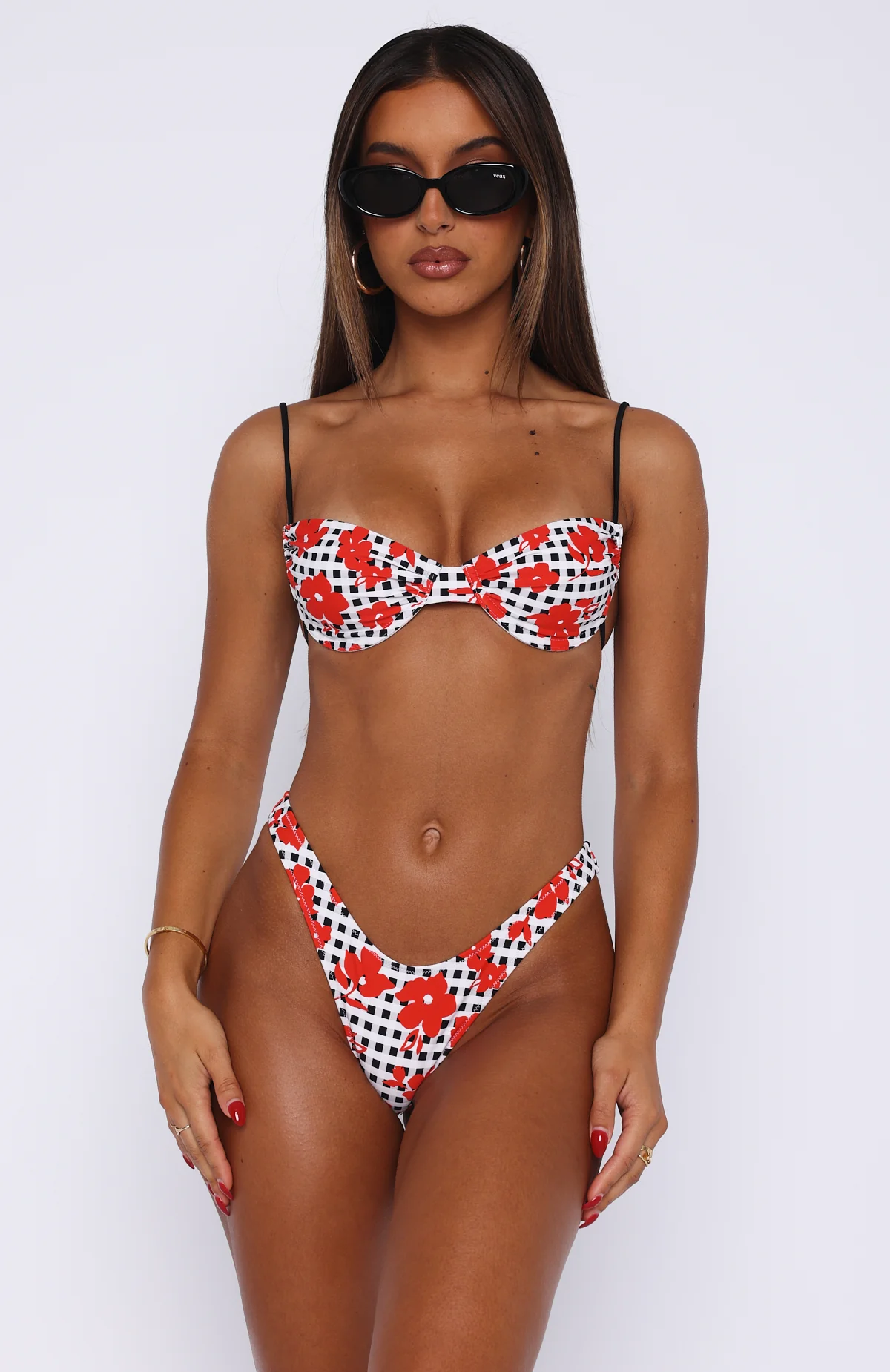 Belmont Bottoms Gingham Red Floral - Image 4