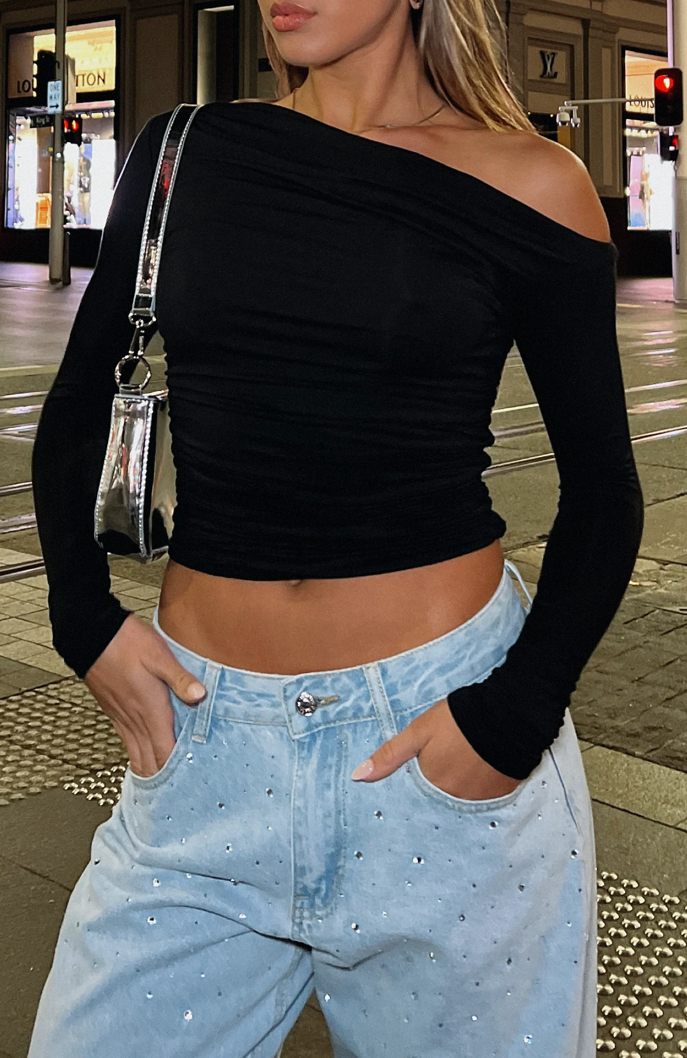 Best Of Luck Long Sleeve Top Black - Image 5
