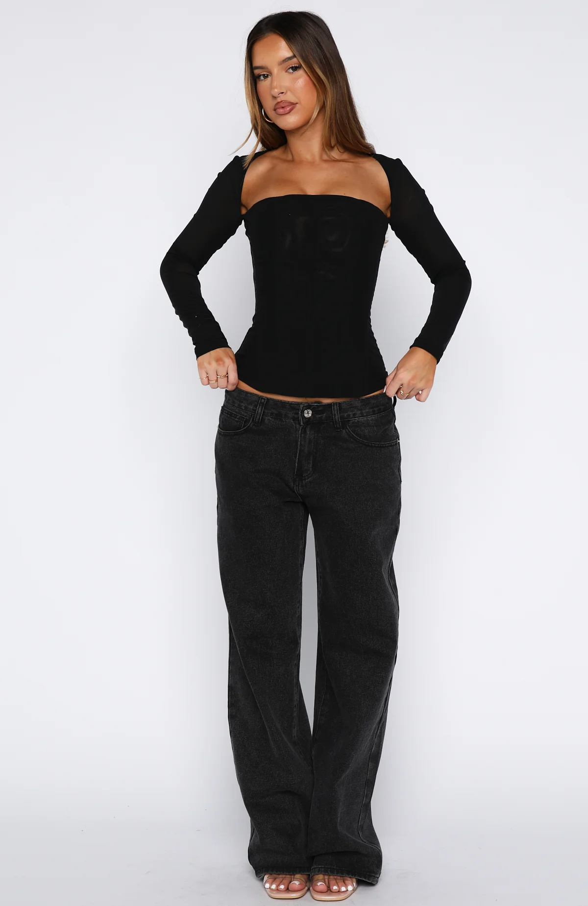 Better Believe Long Sleeve Mesh Bustier Black - Image 5