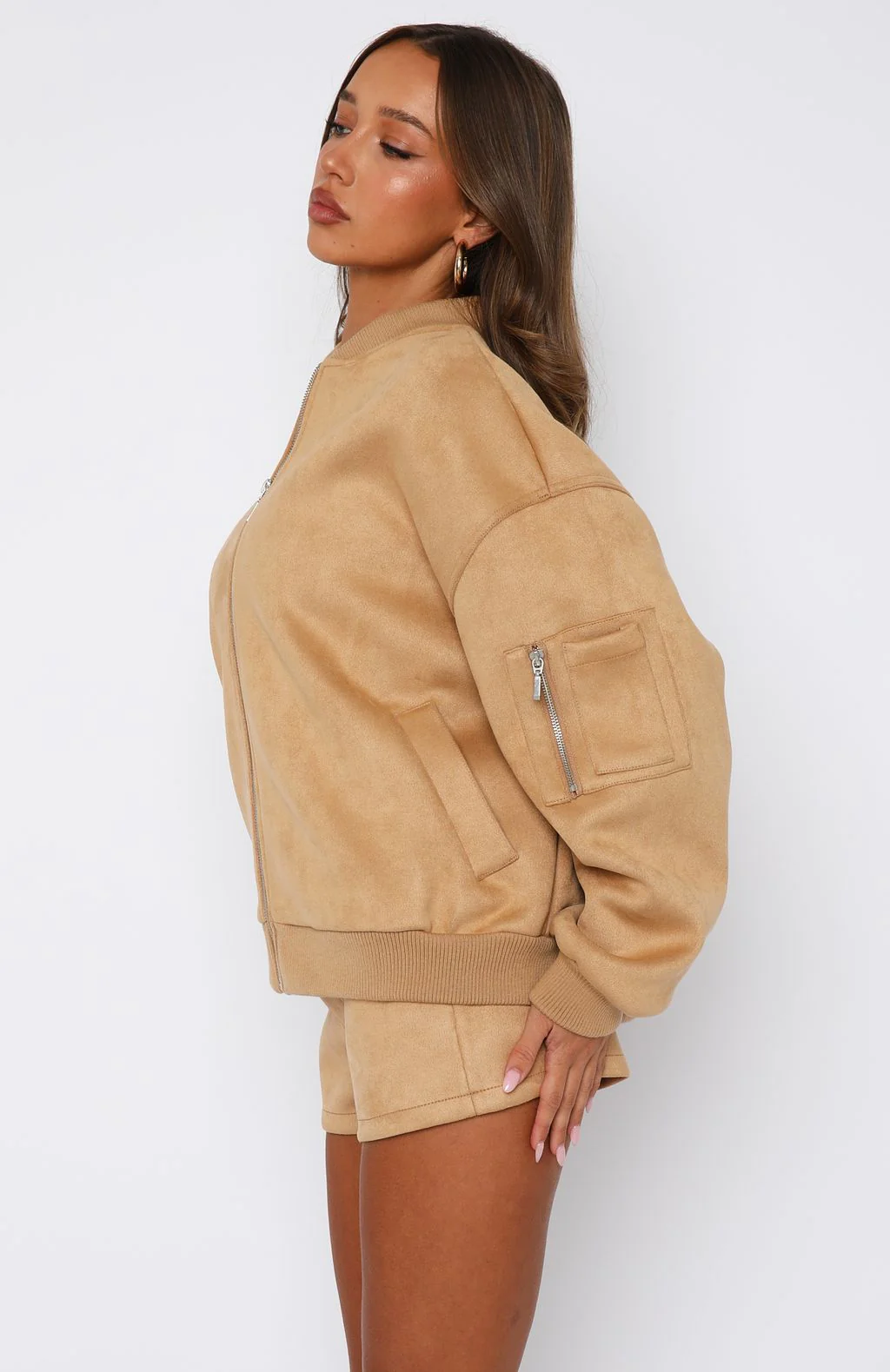 Between Us Faux Suede Shorts Honey - Image 3