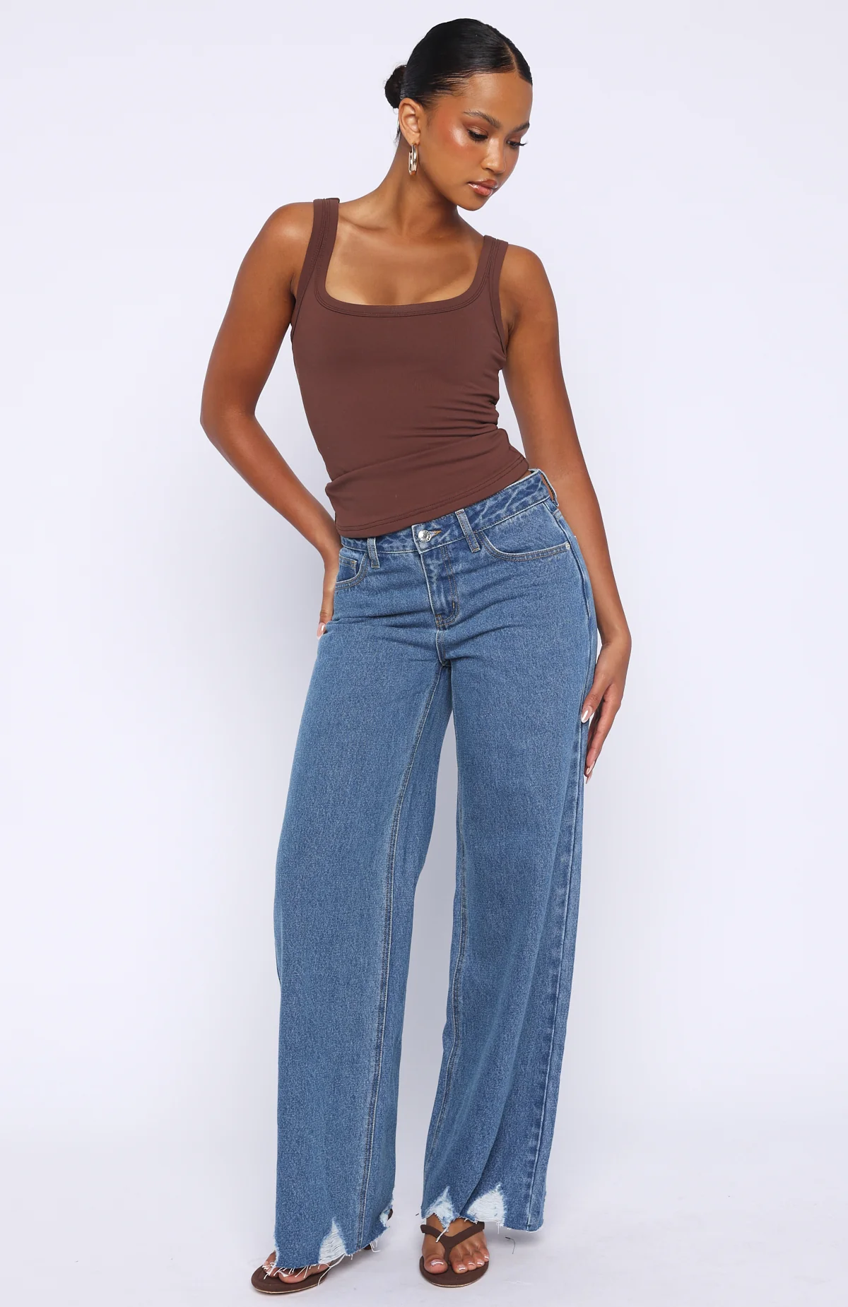 Big City Dreams Mid Rise Wide Leg Jeans Admiral Blue - Image 2