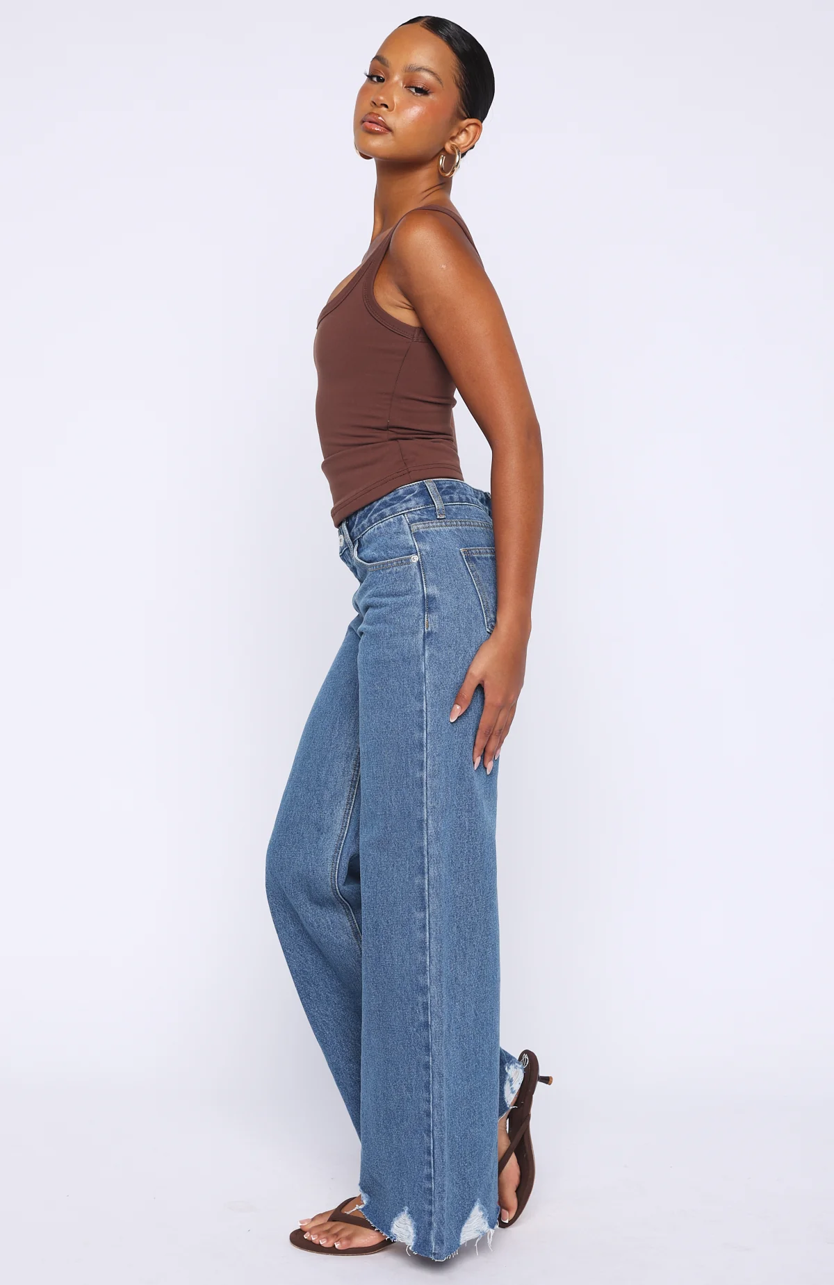 Big City Dreams Mid Rise Wide Leg Jeans Admiral Blue - Image 3