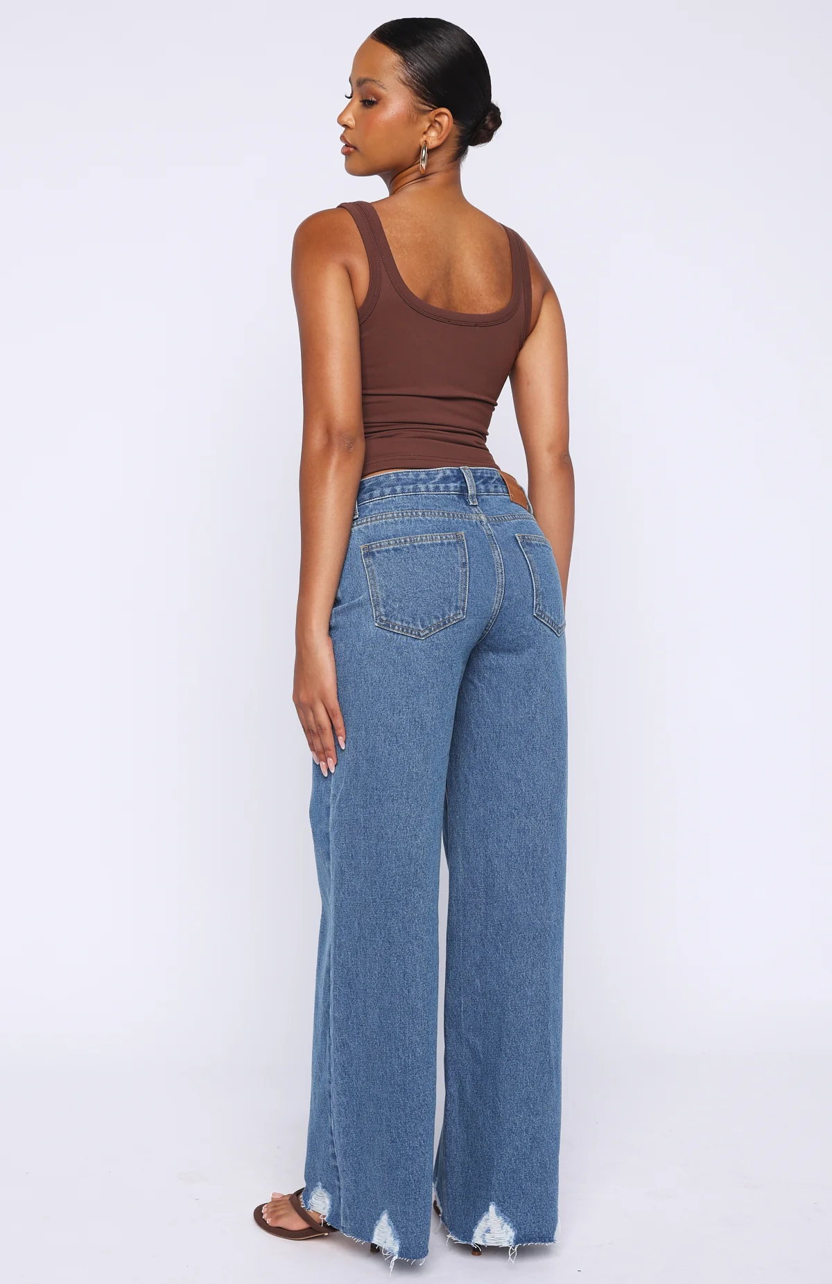 Big City Dreams Mid Rise Wide Leg Jeans Admiral Blue - Image 4