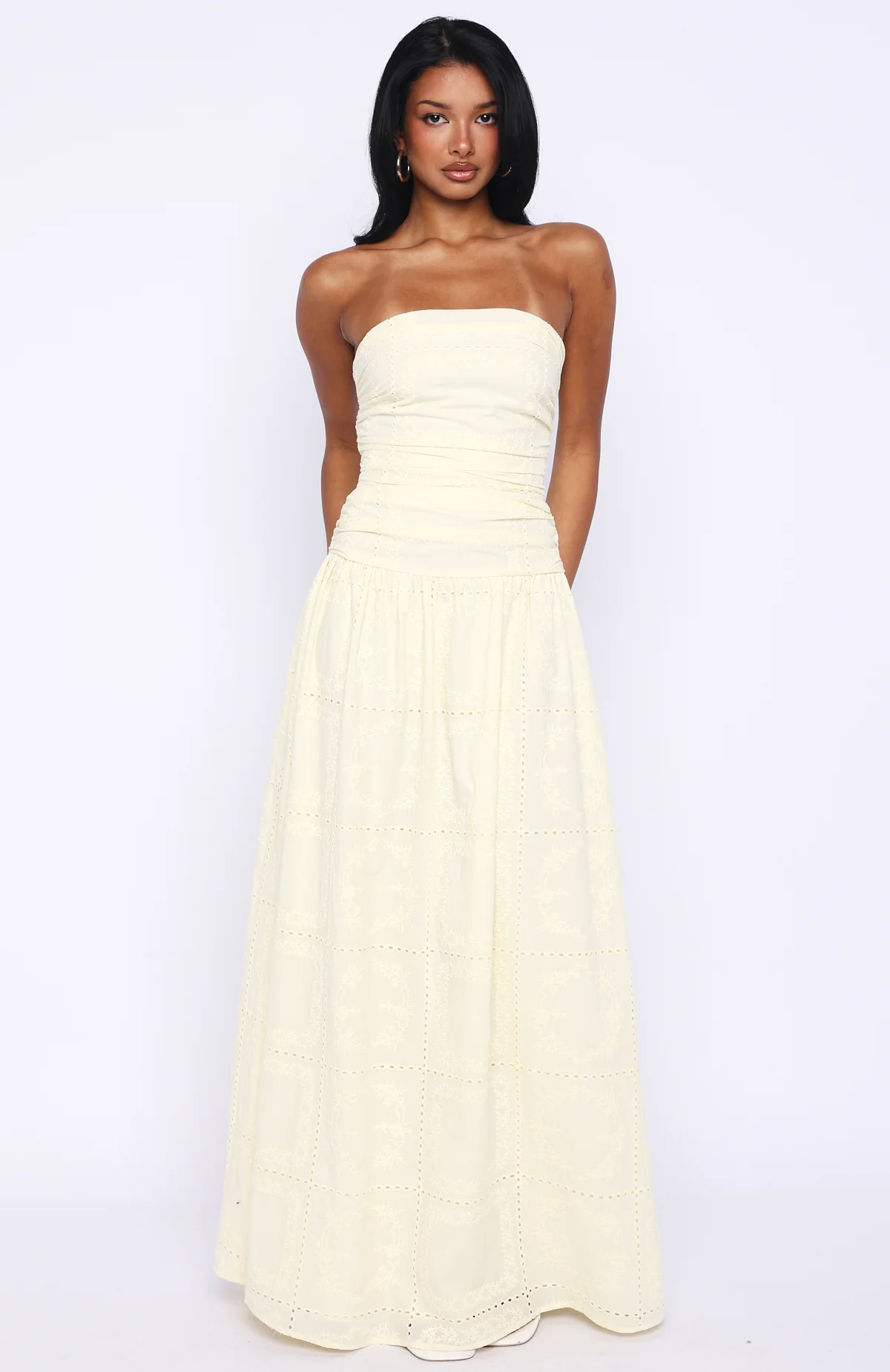 Bittersweet Babe Strapless Broderie Maxi Dress Butter - Image 2