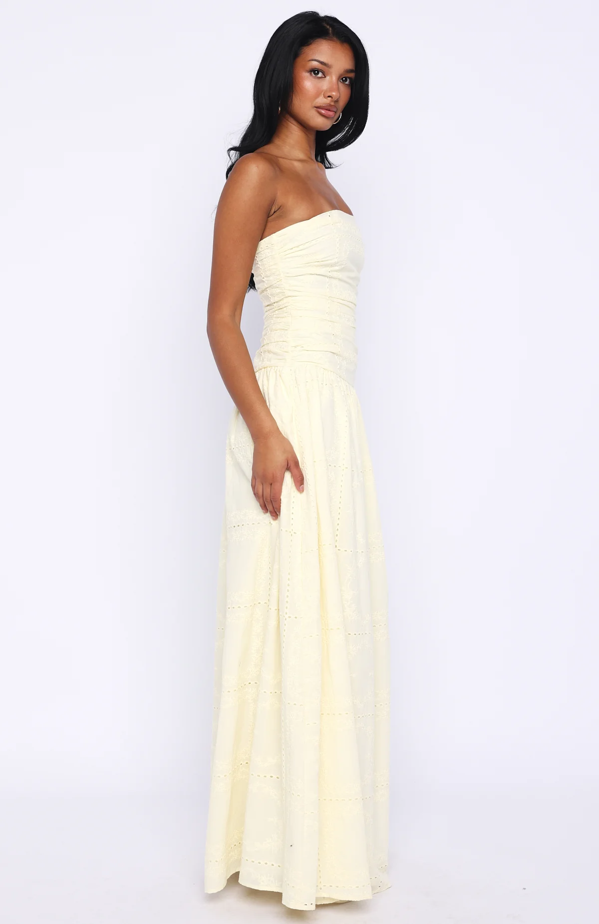 Bittersweet Babe Strapless Broderie Maxi Dress Butter - Image 3